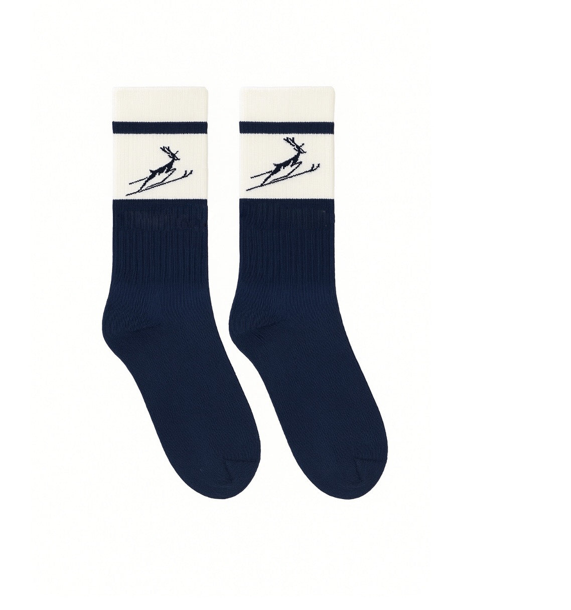 Club Sock in Navy/Cream with the knitted KATAN stag